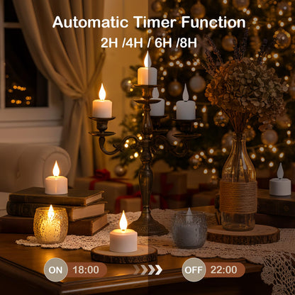 yunsheng Magnetic Rechargeable Tea Light Candles with Black Charging Base and Remote Timer, 12Pcs Battery Operated Tea Lights, LED Flameless Votive Candles for Home Wedding Party Decor(White)