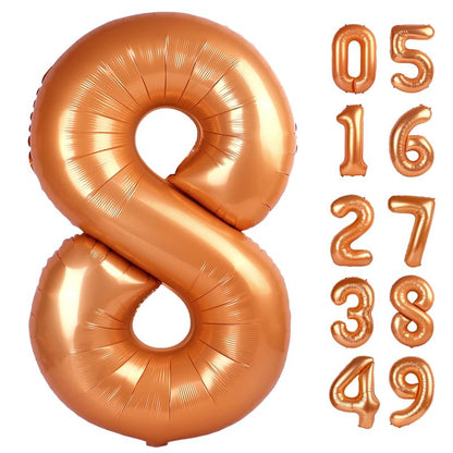 Orange 8 Balloon, Number Balloon 40 Inch, Orange Birthday Decorations, 8 18 28 38 80 Birthday Balloons, 8th Party Supplies, Number 8 Balloon