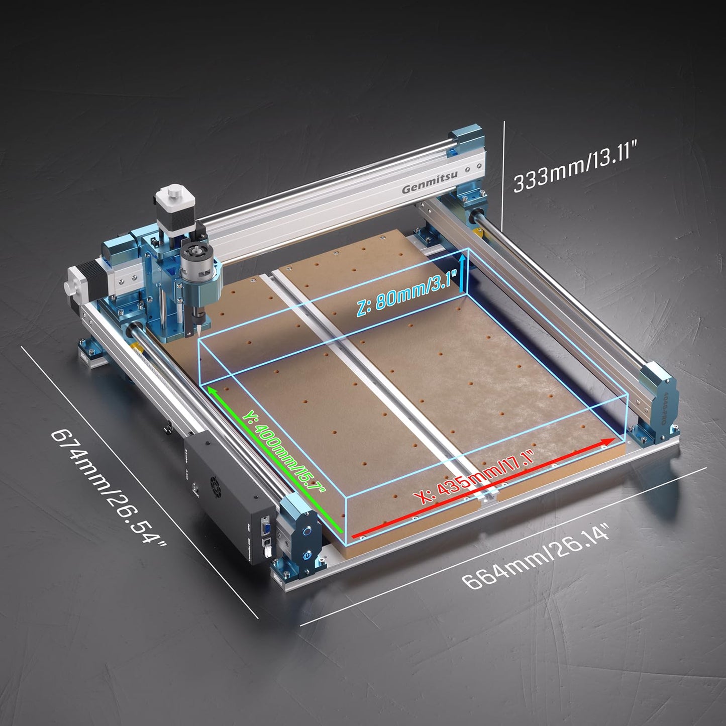 Genmitsu CNC Router Machine 4040-PRO for Metal Acrylic Cutting Milling, GRBL Control, Lead Screw Driven, 3 Axis Engraving, Working Area 15.7” x 15.7” x 3.1”