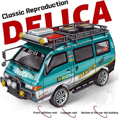 Delica RC Car1/24 Scale Station Wagon 2.4Ghz Remote Control Truck 4WD RC CrawlerEquipped with Cool LED LightsOff Road Vehicle Model Suitable For Adults (4WD-Black)