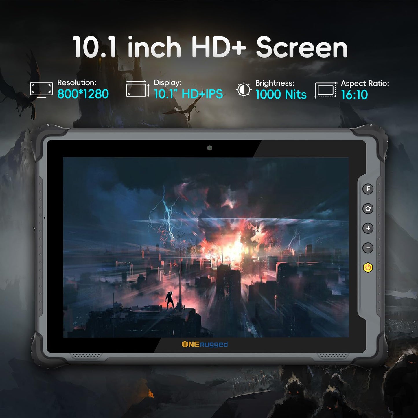 ONERugged 10.1" Rugged Tablet M10T Android 14, 1000 Nits Sunlight Readable, 8GB+128GB, 10000mAh Removable Battery, 4G LTE, IP65 MIL-STD-810H Industrial Tablet for Fieldwork & Construction