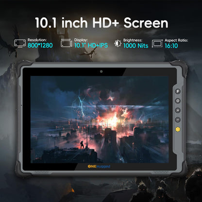 ONERugged 10.1" Rugged Tablet M10T Android 14, 1000 Nits Sunlight Readable, 8GB+128GB, 10000mAh Removable Battery, 4G LTE, IP65 MIL-STD-810H Industrial Tablet for Fieldwork & Construction