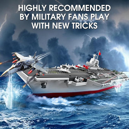 RC Boats 2.4G Remote Control Warship Battleship Aircraft Carrier for Adults and Teens 20KMH High Speed Remote Control Militaryship DIY Battleship for Pool &amp Lake (2 Batteries)