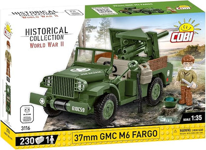 COBI Historical Collection WWII 37mm GMC M6 Fargo Armored Vehicle Building Set 230 Pieces