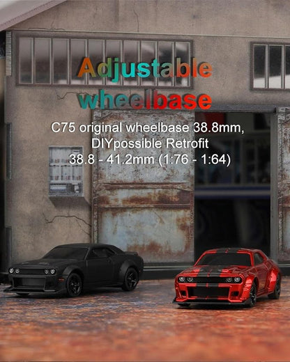 Turbo Racing 1:76 Scale RC Sport Car Table Racing 2.4GHZ Remote Control Mini Model Car with Full Proportional RTR for Adults Toys (C75-Red)