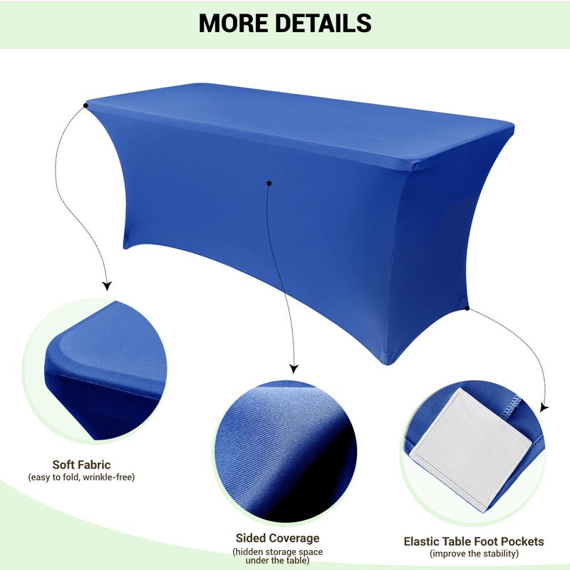 Obstal 5ft Stretch Spandex Table Cover for Standard Folding Tables - Universal Rectangular Fitted Tablecloth Protector for Wedding, Banquet and Party