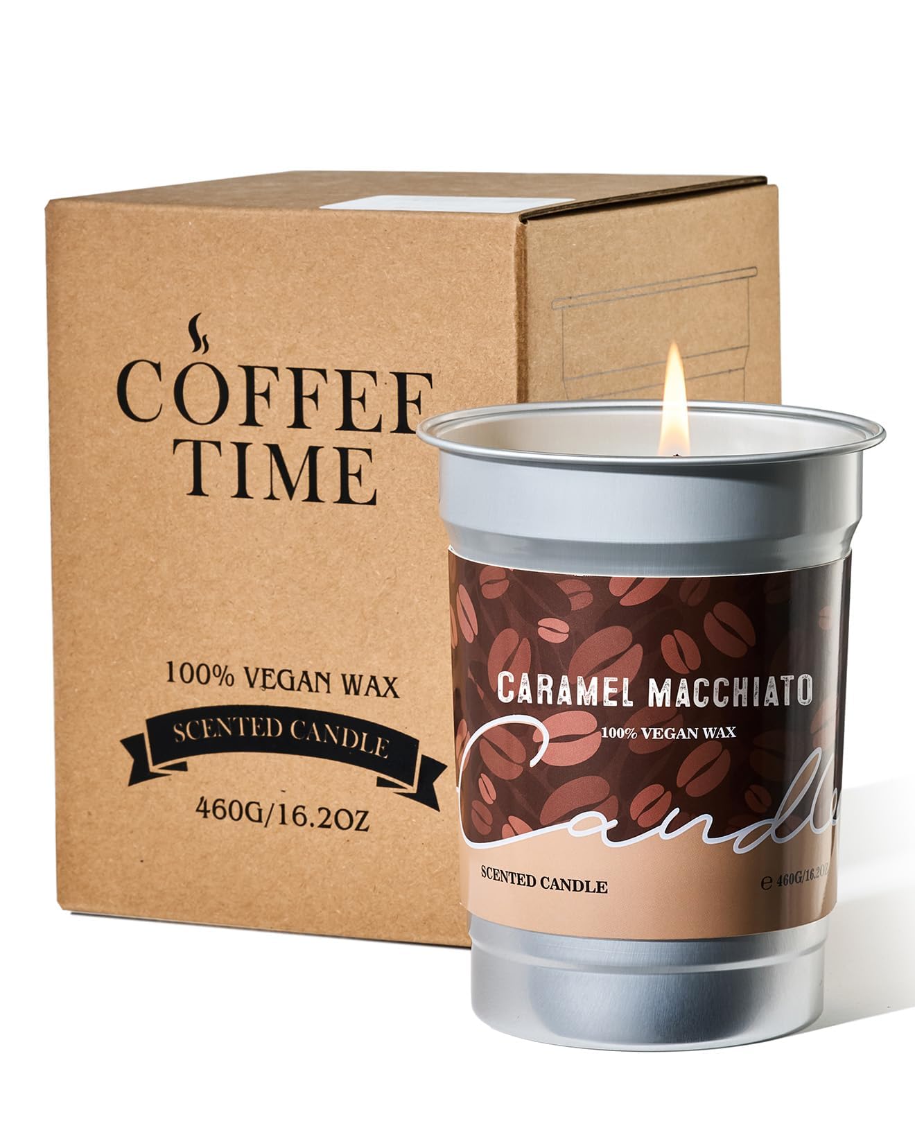 M&SENSE Caramel Macchiato Scented Coffee Candle, 16.2oz