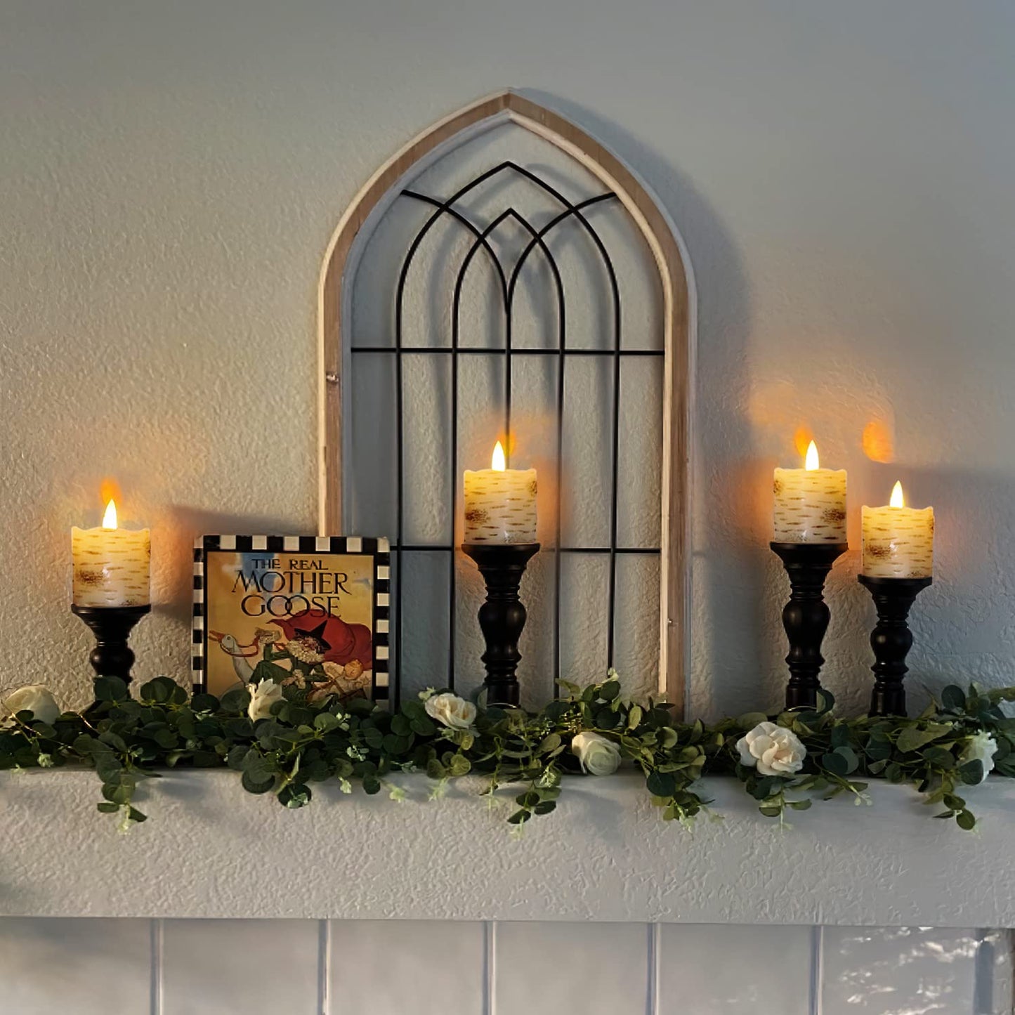 Homemory Flameless Votive Candles with Timer, 2" x 2" Birch Bark Real Wax, 400+Hour Realistic Black Wick Battery Operated Fake Candles, 6 Pack for Wedding, Party and Holiday Decoration