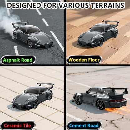 RC Drift Car 1:24 Scale Remote Control Vehicle with LED LightsDrifting Tires＆Two Batteries Racing Sports Toy Idea Gift for Adults Boys Girls and Kids