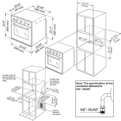Empava Single Liquid Propane Gas Wall Oven 24 in. 2.3 cu. Ft. Bake Broil Rotisserie Functions with Mechanical Controls and Digital Timer and Convection Fan in Stainless Steel, Silver, 24inches