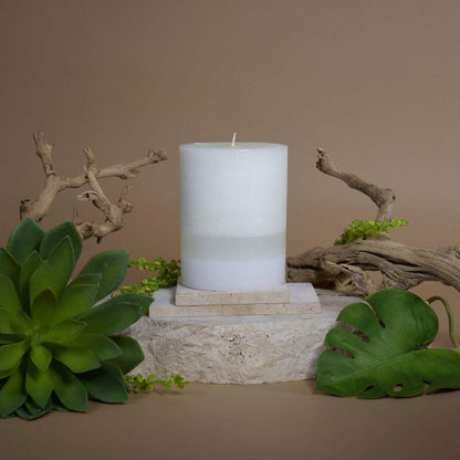 3x3 Scented Pillar Candle – White Tea & Ginger Root, Fresh Clean Fragrance with Warm Spice Notes, Clean Burn Decorative Pillar Candle for Home Décor & Gifting
