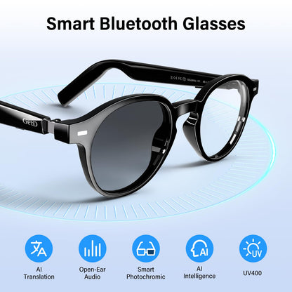GetD 2026 AI Smart Glasses for Men Women, Translation Glasses with ChatGPT 145 Language, Photochromic Lenses, Bluetooth Glasses 11H Music Play /9H Call for Travel Daily Use