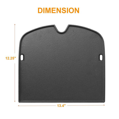 BBQ-PLUS Cast Iron Cooking Griddle for Weber Traveler Portable Gas Grill, Rectangular, Black, 12.5 x 13.4 inch