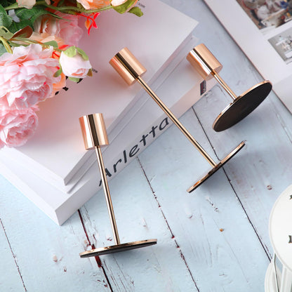 Sieral Candle Holders Bulk Taper Candlesticks Holders Set Modern Decorative Metal Candelabras for Wedding Anniversary Home Dinning Table Centerpiece Xmas Party Decor(Gold,15 Pcs)