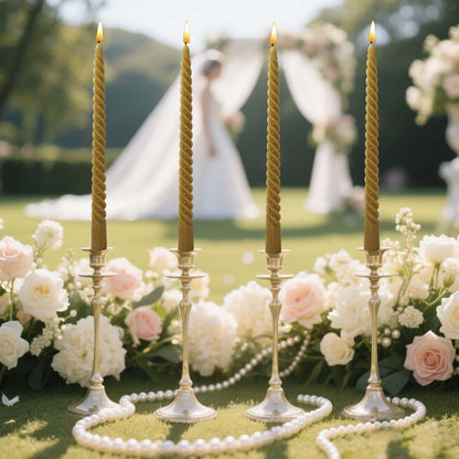 10 inch Earth Wax Yellow Taper Candles Set of 4 Pack Tapered Candle, Tall Candlesticks,for Dinner Party Wedding, Holiday Spring,Home Decor,Kitchen Decor (4, Earth Wax Yellow, 10inch)