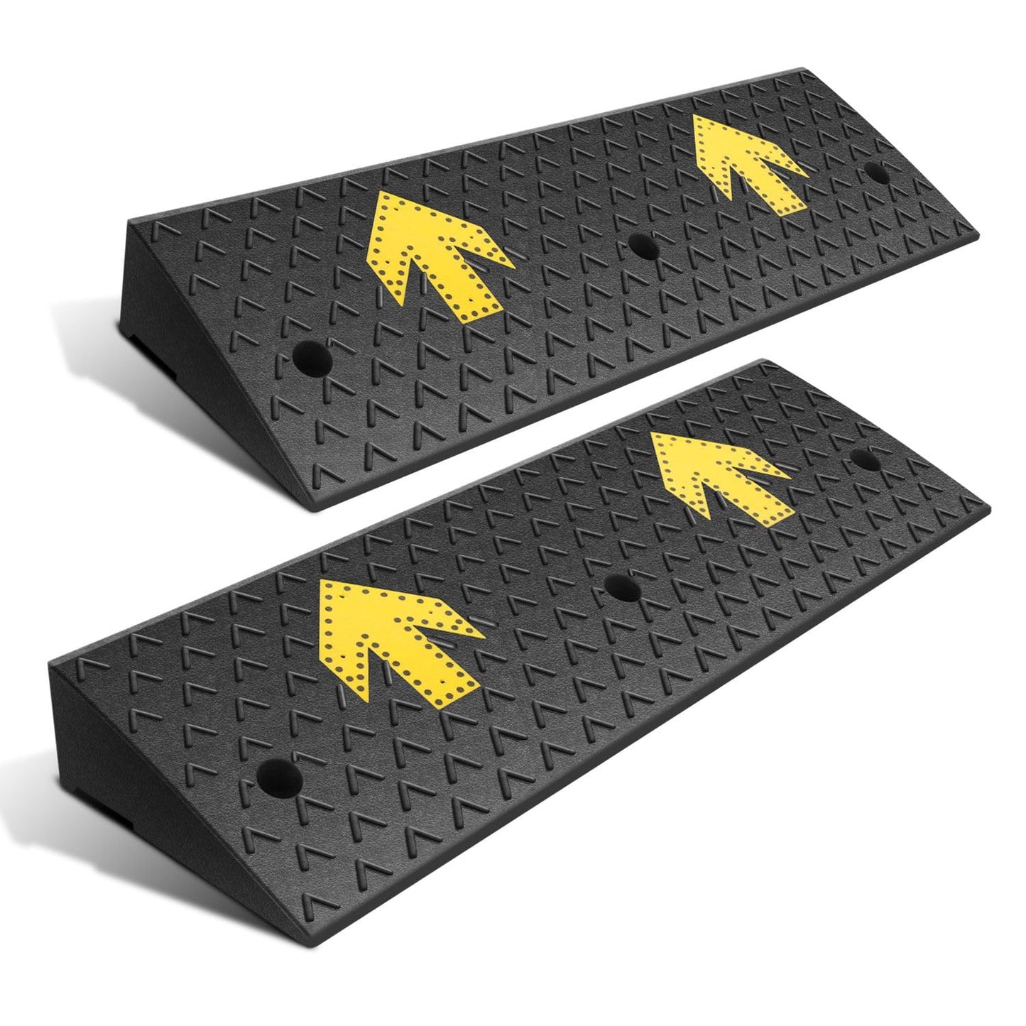 DNA Motoring 2pcs 4.5" Rise Rubber Arrow Curb Ramp Heavy Duty Loading Threshold Ramp 37.4" W x 11.8" D x 4.5" H for Loading Dock, Warehouse, Motorcycles, Cars, TOOLS-00650