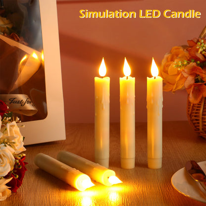 Baquler 48 Pcs 6.5 Inch Ivory Flameless Taper Candles LED Candle Sticks Battery Operated Flickering LED Candlestick Window Plastic Candle for Wedding Halloween Christmas Decor(No Battery)
