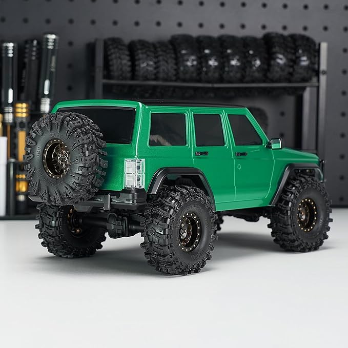 INJORA 6.10in 133g Wheelbase ABS Hardtop Cherokee Body for TRX4M Bronco Defender Chassis 1/18 RC Crawler Upgrade(Green)