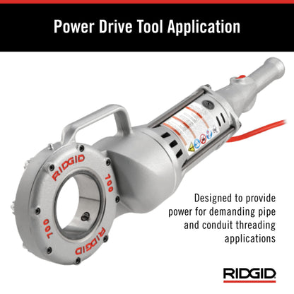 RIDGID 41935 Model 700 Hand-Held 120-Volt Power Drive Pipe Threader, Compatible with RIDGID 12-R, 00-R, 00-RB, and 11-R Die Heads, Silver