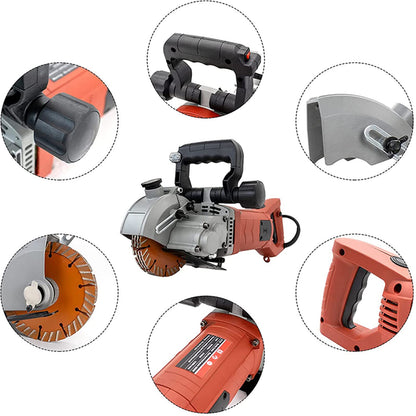VICSEC 110V Electric Wall Chaser Groove Cutting Machine with Laser Guide Dust-Resistant Design Includes 5 5-Inch (133mm) Blades for Cutting Grooves in Brick Concrete Marble & Granite