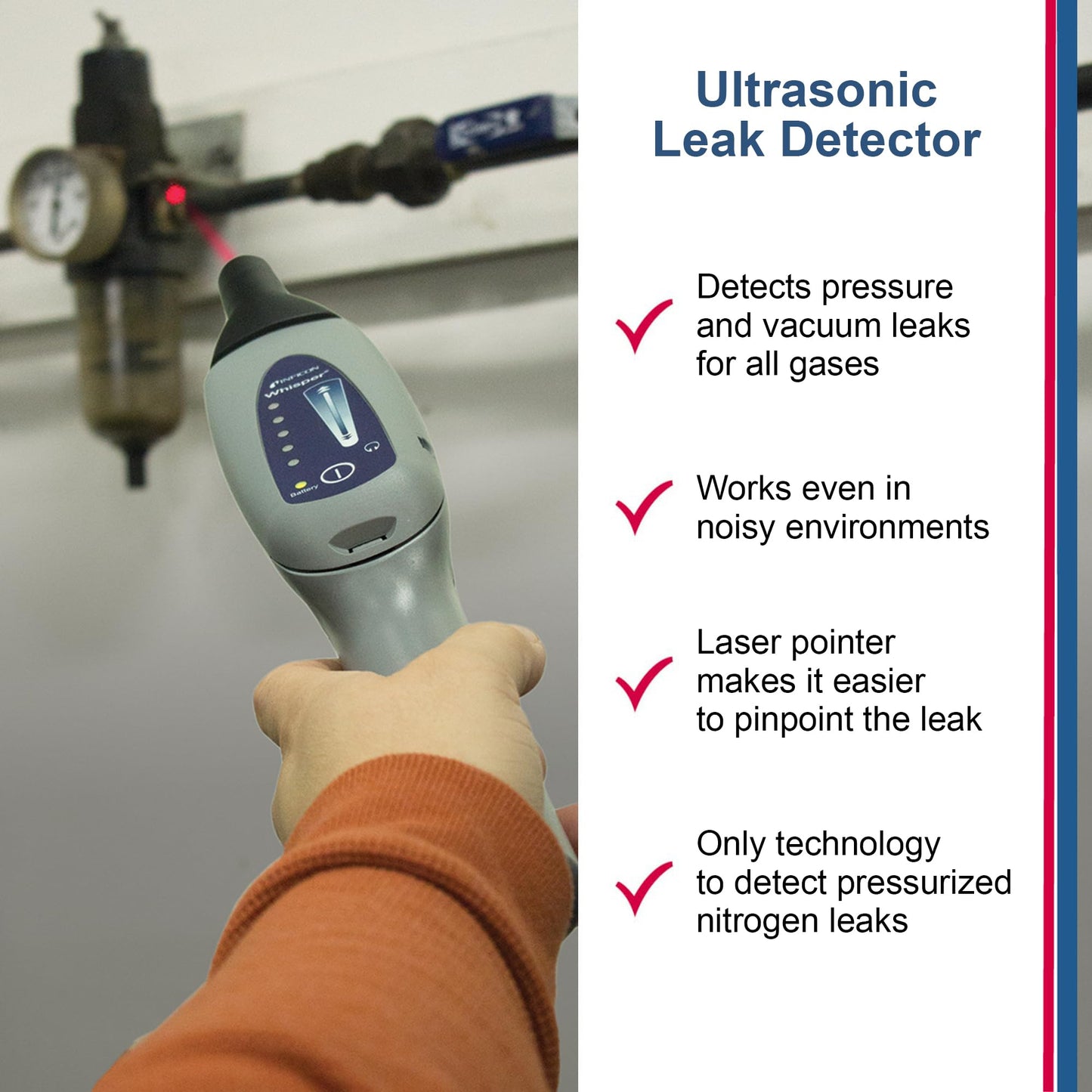 INFICON Whisper with Accessory Kit, Enhanced Ultrasonic Leak Detector, 711-203-G1,Off-White