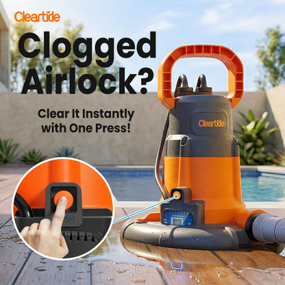 Cleartide Smart Automatic Water Pool Cover Pump, Submersible Pump Removes Water from Inground/Above Ground Winter Swimming Pools, 1/4 HP 2160 GPH, Auto On/Off & Freeze Protection, 25ft Cord, 120V AC