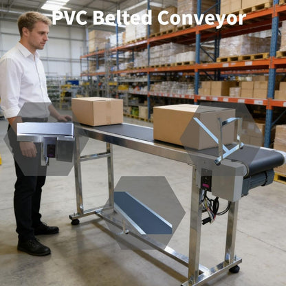 Yokoma Power Slider Bed PVC Belted Conveyor 59inch*7.8inch Stainless Steel Flat Conveyor Belt Systems Adjustable Speed 60W 110V Black