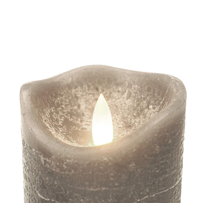 Candle Choice Battery Operated Flameless Candles with Timer Real Wax Realistic Flickering Electric LED Pillars Automatic Built-in Daily Cycle Timer 6-Hour on 18-Hour Off Set of 3 Rustic Texture Gray