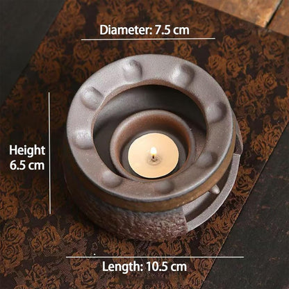 Ceramic Tea Stove Warmer Set, Aromatherapy Burner, Handmade Ceramic Candle Wax Melts Warmer with Tealight Holder, for Meditation (B)