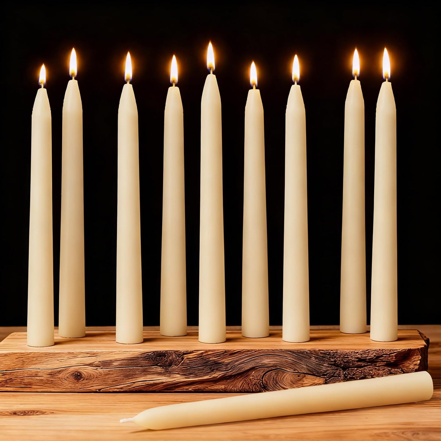 AGLARY 10 Pack White Pure Beeswax Taper Candles 8-Inch, Unscented with Cotton Wicks - Air Purifying, Recyclable Paper Box.