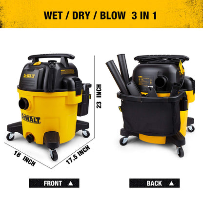 DEWALT 10 Gallon Poly Wet Dry Vacuum, 5.5 HP Shop Vacuum 120V 90 CFM for Jobsite, Work Shop, Comerical Area, Garage/Warehouse etc, 10 Ft Cord Model DXV10P