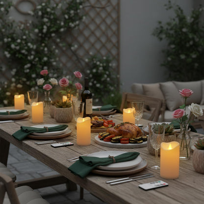 Flameless Candles 4" 5" 6" Set of 9 Outdoor Indoor Pillars Battery Operated Flickering Candles Include 8-Key Remote Timer Function Ivory Fake LED Candles for Wedding, Aniversary,Christmas Decor