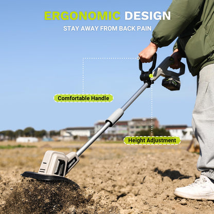 20V Cordless Tiller Cultivator,48 Steel Tines Garden Tiller,9inch Wide Electric Tiller for Gardening,Garden Rototiller with 4AH Battery and Charger Included