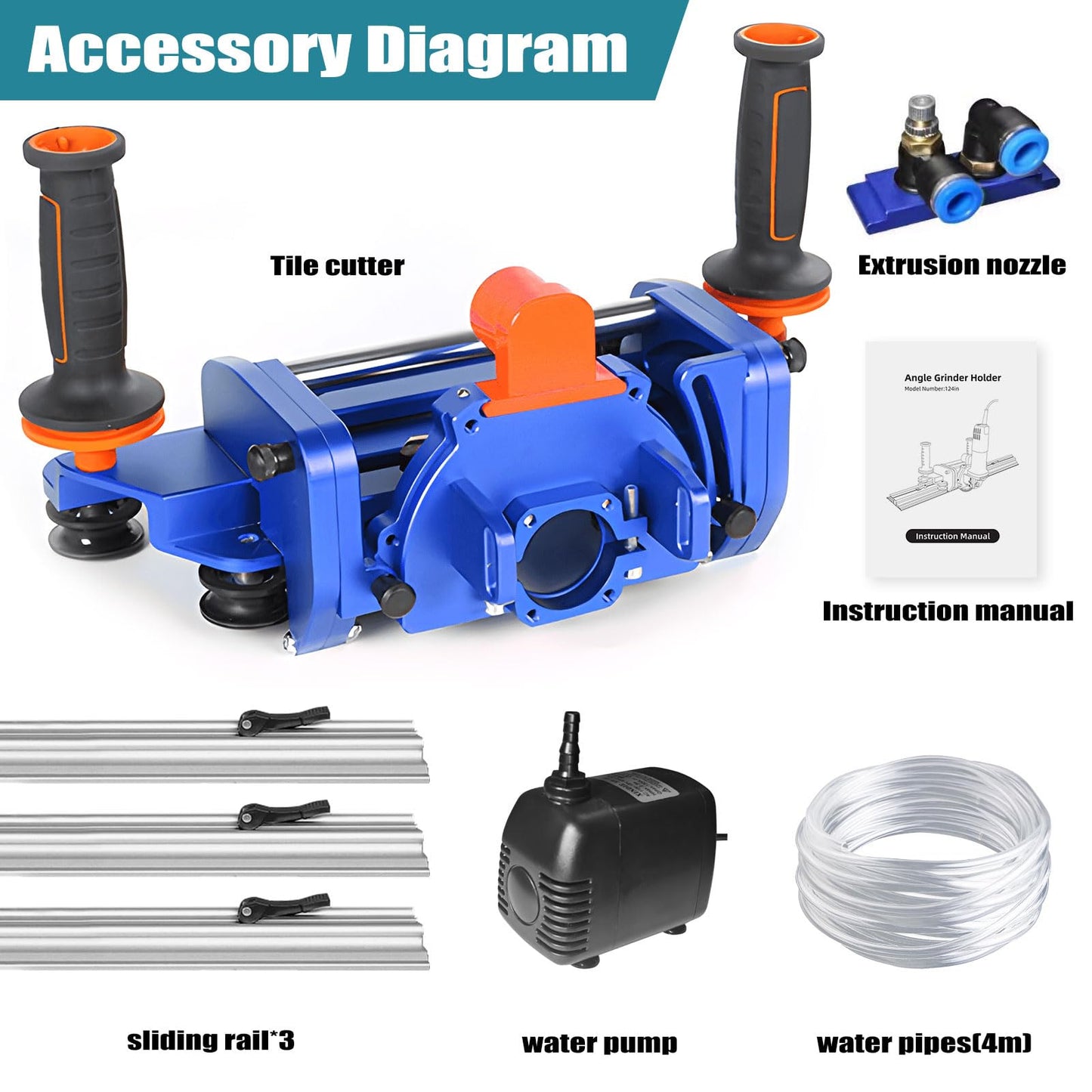 Electric Orbital Angle Grinder Tile Cutter for Large Ceramic Porcelain Tiles Up to 124 inches, Precise Ceramic Tile Cutting Tool(Angle grinder included)