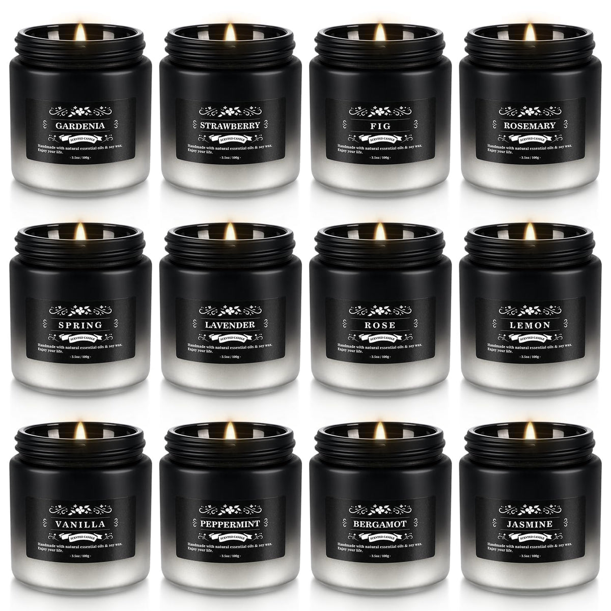 12 Pack Scented Candles Gift Set for Men Women - 3.5oz Soy Blend Jar Candles, 150+ Hours Long Lasting Aromatherapy Candle, Gifts for Mom Dad Husband Boyfriend, Mother's Day Birthday Valentine Christma