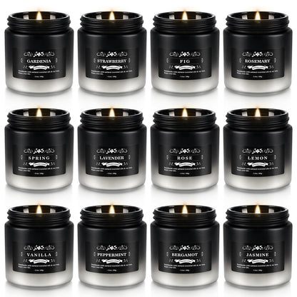 12 Pack Scented Candles Gift Set for Men Women - 3.5oz Soy Blend Jar Candles, 150+ Hours Long Lasting Aromatherapy Candle, Gifts for Mom Dad Husband Boyfriend, Mother's Day Birthday Valentine Christma