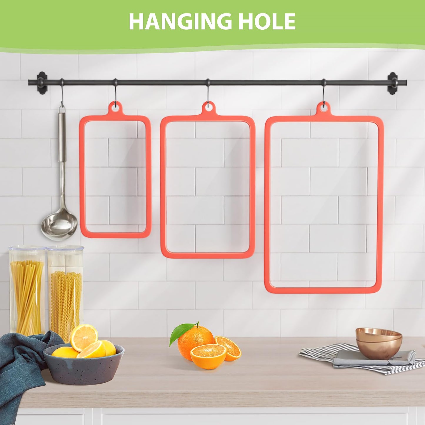 Freshmage 2Pcs Tempered Glass Cutting Boards for Kitchen, Glass Cutting Board Set (10"x6" & 12"x8") with Non-Slip Silicone Edges and Hanging Hole, Clear Cutting Board for Countertop & Everyday Prep