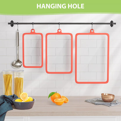 Freshmage 2Pcs Tempered Glass Cutting Boards for Kitchen, Glass Cutting Board Set (10"x6" & 12"x8") with Non-Slip Silicone Edges and Hanging Hole, Clear Cutting Board for Countertop & Everyday Prep
