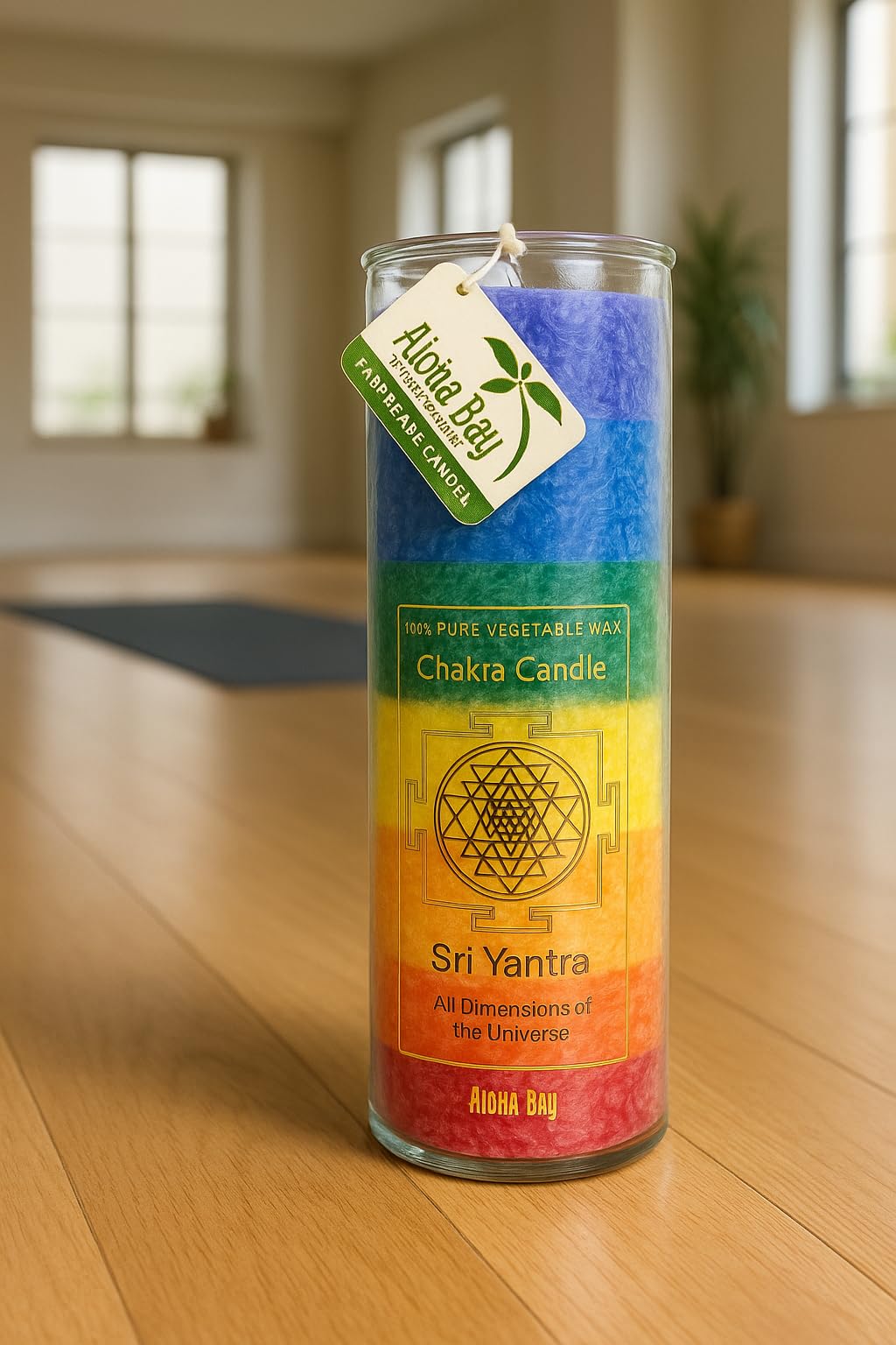 Aloha Bay Unscented Chakra Jar Rainbow Sri Yantra Candle