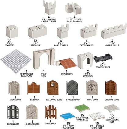 Monster Adventure Terrain 3D Interchangeable Builder System - 128pc Painted Castle Expansion Set w Base - Build Modular Worlds in a Snap &amp Elevate Your Campaign -Compatible with DND Dungeons &amp