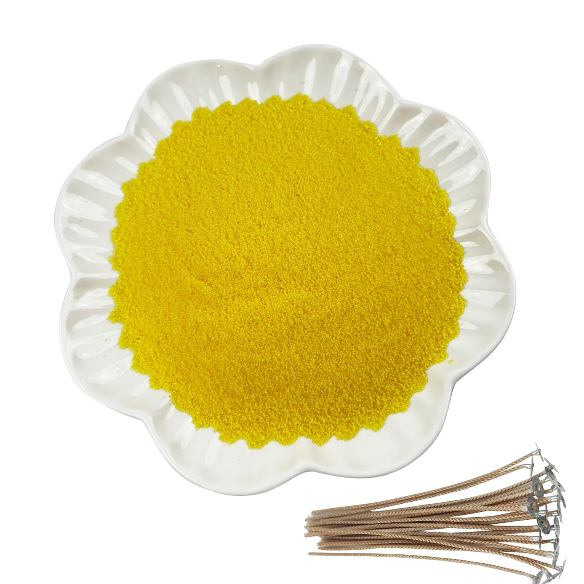 CoolCrafts Sand Wax Candle with Wicks 2 LB Pearled Sand Candle Bulk for Candle Making, Wedding Decor, Crafts - Yellow