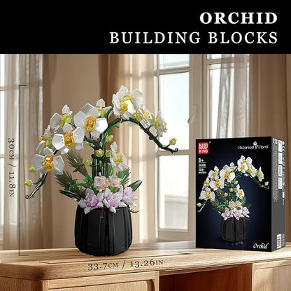 Mould King 24108 Botanicals Orchid Building Set - Realistic Artificial Plant Set for Adults Home Office Decor with Lifelike Orchid Pot Design (1014 PCS)