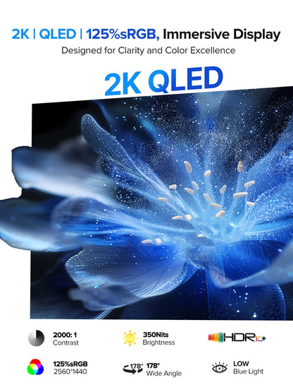 UPERFECT QLED Portable Monitor Touchscreen 24.5'' 165Hz Gaming Monitor 2K 125% sRGB 2000:1, FreeSync 0.1ms, Built-in 180° Adjustable Stand/VESA, USB-C HDMI Second Screen for Laptop PC Game Console