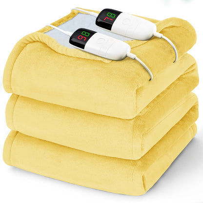 Heated Electric Blanket Queen Size - 84" x 90" Heating Blanket with Dual Control, 10 Heating Levels & 8 Hours Auto Off, Soft Warm Flannel Blanket, Christmas Birthday Gifts for Senior Grandma