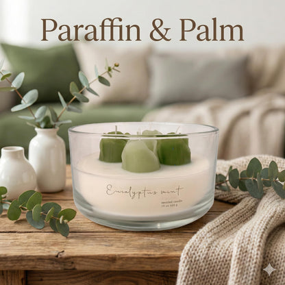 Floral Scented Candle 15oz with 4 Wax Flower Tops – CW Studio Hand-Poured Decorative Jar, Up to 36 Hour Burn, Palm & Paraffin Wax, Botanical Home Decor & Gift