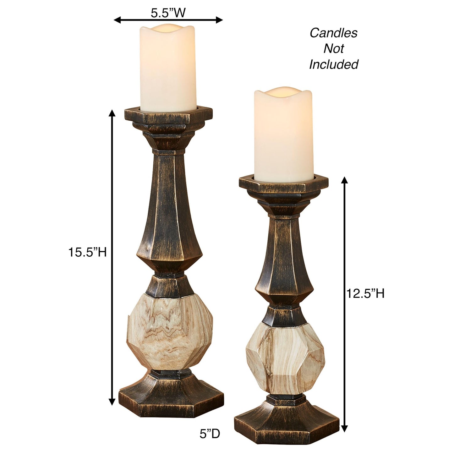 Zane Candleholders Black/Gold Set of Two