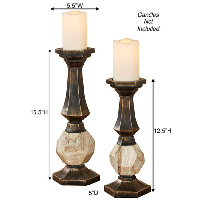 Zane Candleholders Black/Gold Set of Two