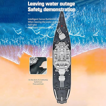 GoolRC Remote Control Warship RC Military Battleship 1:390 Scale Remote Control Boat for Lakes and Rivers 2.4GHz RC Armed Cruiser Boat Model with Low Battery Alarm and 2 Batteries for Adults
