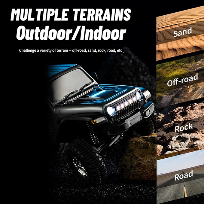 GoolRC RC Crawler 4WD RC Truck D870 RC Rock Crawler 1:18 Scale Remote Control Truck All Terrains Off Road Climbing Car 2.4GHz Electric Vehicle with LED Light for Adults Include 2 Batteries (Grey)