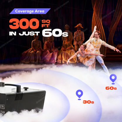 Low Lying Fog Machine with Remote Fast Heating Easy Opertative Dry Ice Compatible for Stage Halloween Wedding Escape Room Effects